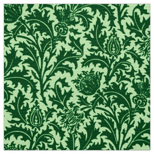 William Morris Thistle Damask, Emerald Green Fabric