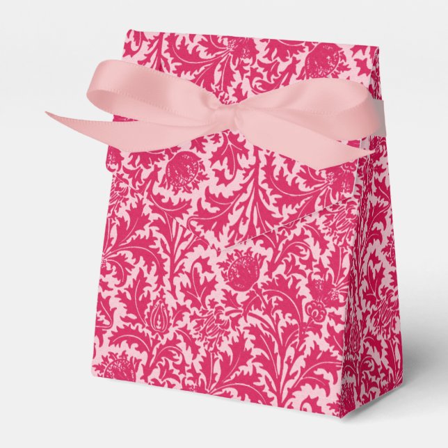 William Morris Thistle Damask, Fuchsia Pink Favor Box (Front Side)
