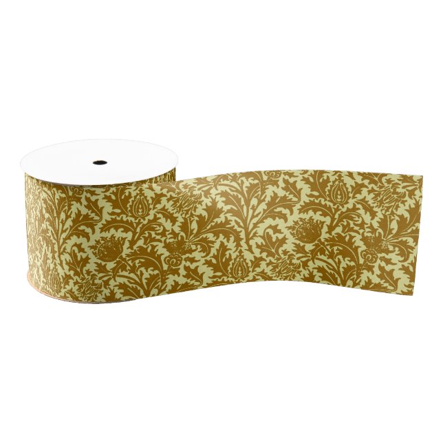 William Morris Thistle Damask, Mustard Gold Grosgrain Ribbon (Spool)