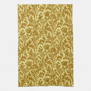 William Morris Thistle Damask, Mustard Gold Kitchen Towel