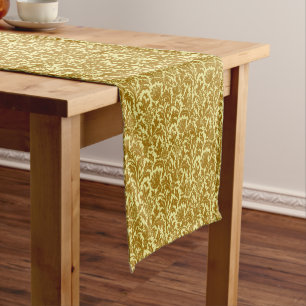 William Morris Thistle Damask, Mustard Gold Short Table Runner
