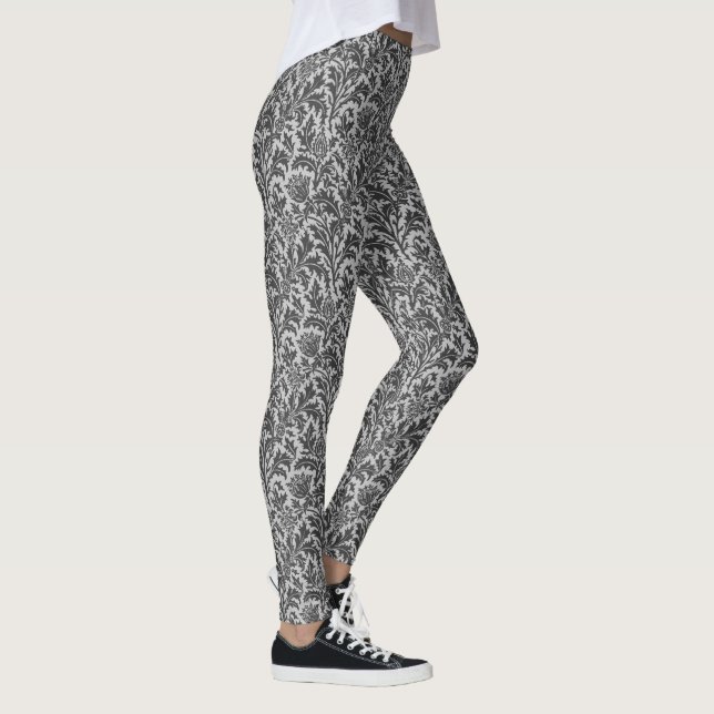 William Morris Thistle Damask, Silver Grey / Grey Leggings (Right)