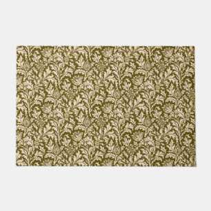 William Morris Thistle Damask, Taupe Tan and Beige Doormat