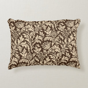 William Morris Thistle Damask, Taupe Tan & Beige Accent Pillow