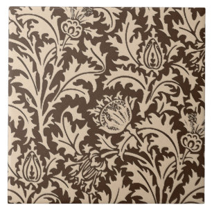 William Morris Thistle Damask, Taupe Tan & Beige Tile