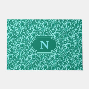 William Morris Thistle Damask, Turquoise and Aqua Doormat