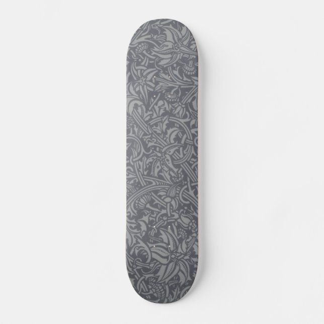 William Morris Thistle Floral Art Nouveau Pattern Skateboard (Front)