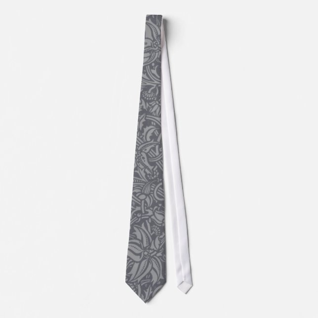 William Morris Thistle Floral Art Nouveau Pattern Tie (Front)