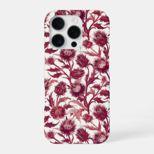 William Morris Thistle flower deep burgundy iPhone 16 Pro Case