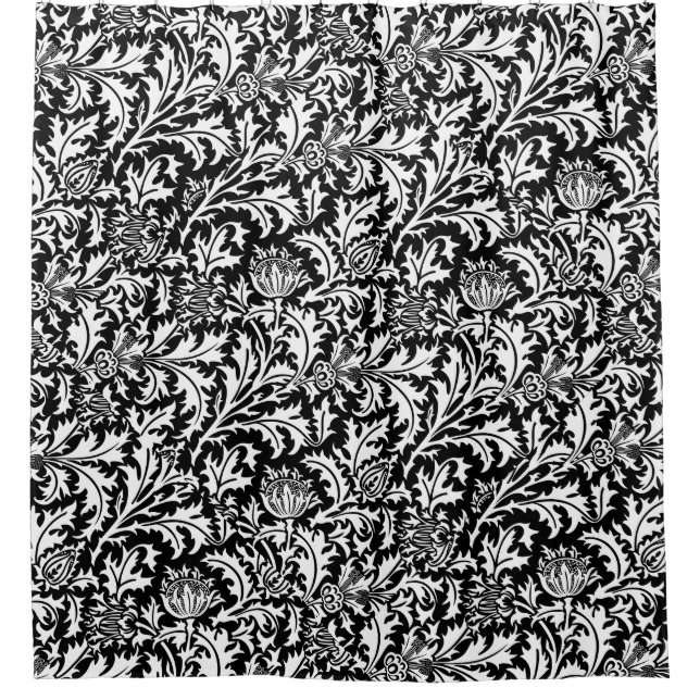 William Morris Thistle Pattern Black and White (Front)
