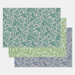 William Morris Thistle Sage Green Blue Pattern Wrapping Paper Sheet