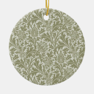 William Morris Thistle Sage Green Pattern Ceramic Ornament