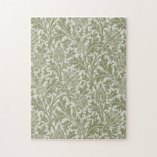 William Morris Thistle Sage Green Pattern Jigsaw Puzzle