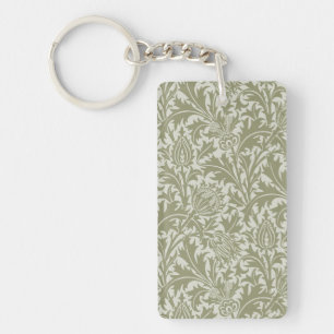 William Morris Thistle Sage Green Pattern Keychain