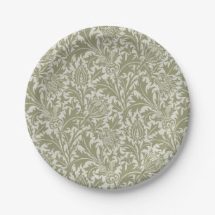 William Morris Thistle Sage Green Pattern Paper Plate
