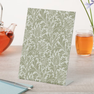 William Morris Thistle Sage Green Pattern Pedestal Sign