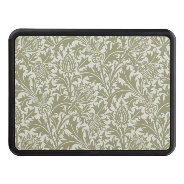 William Morris Thistle Sage Green Pattern Trailer Hitch Cover (Front)