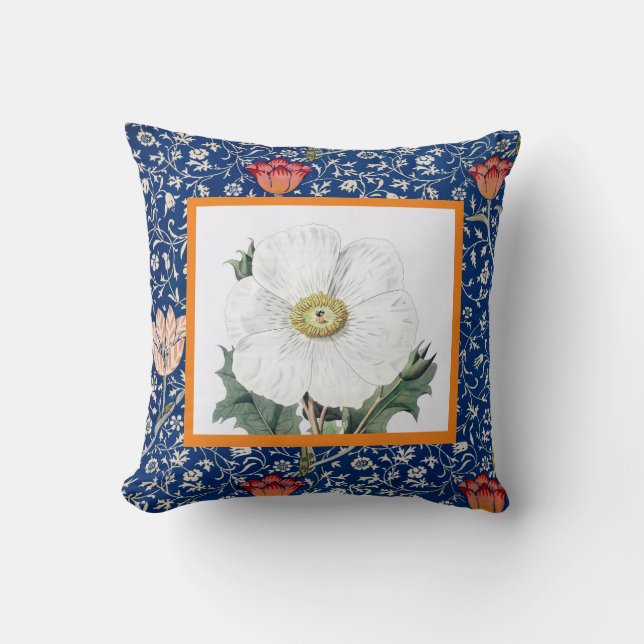 William Morris THROW PILLOW WITH TULIP AND POPPY (Front)