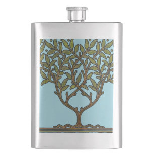William Morris Tree Frieze Floral Wallpaper Hip Flask