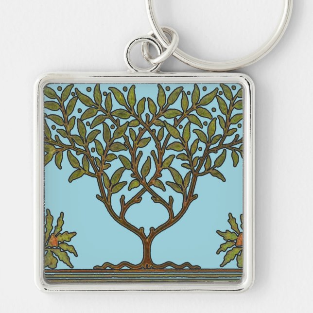 William Morris Tree Frieze Floral Wallpaper Keychain (Front)