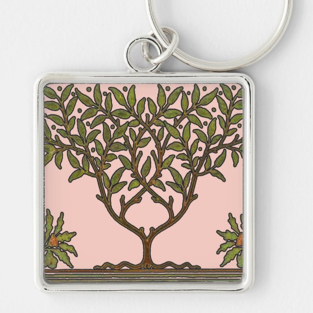 William Morris Tree Frieze Floral Wallpaper Keychain (Front)