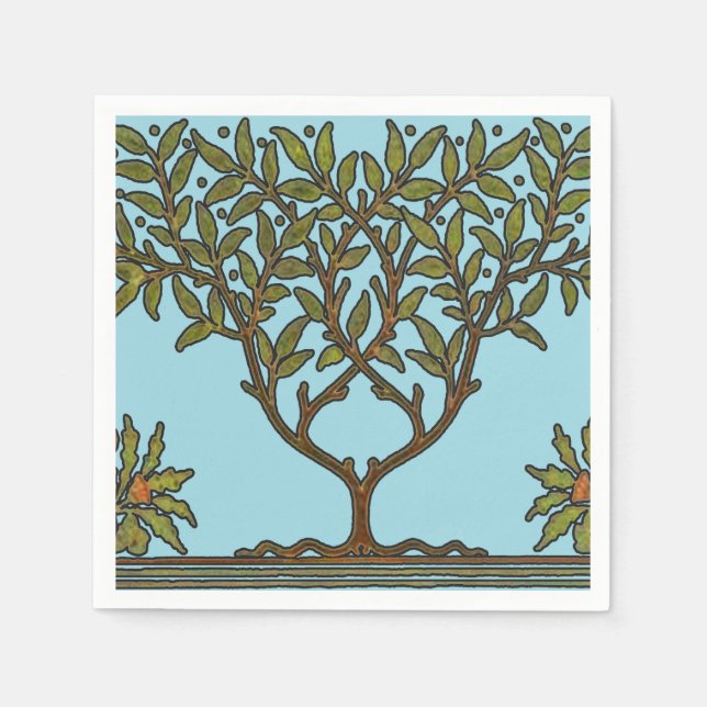 William Morris Tree Frieze Floral Wallpaper Napkin (Front)