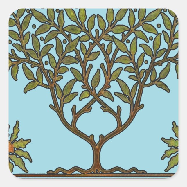 William Morris Tree Frieze Floral Wallpaper Square Sticker (Front)