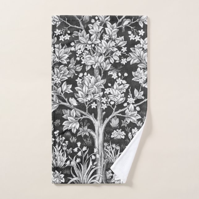 William Morris - Tree Of Life Black And White Hand Towel (Hand Towel)