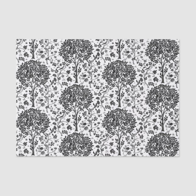 William Morris Tree of Life, Black & White Tissue Paper (Front)