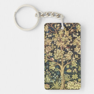 William Morris Tree Of Life Floral Vintage Art Keychain