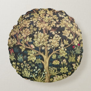 William Morris Tree Of Life Floral Vintage Art Round Pillow