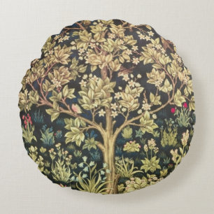 William Morris Tree Of Life Floral Vintage Art Round Pillow