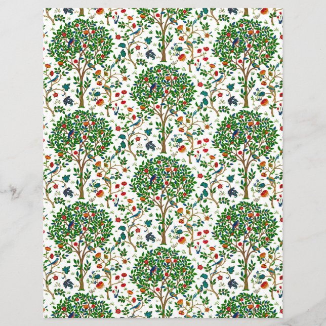 William Morris Tree of Life Pattern, Green & Multi (Front)
