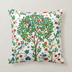 William Morris Tree of Life Pattern, Green & Multi Throw Pillow