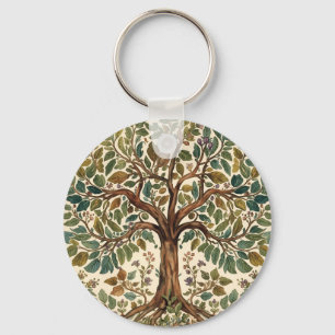 William Morris Tree Of Life Vintage Pre-Raphaelite Keychain