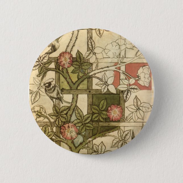 William Morris - Trellis 2 Inch Round Button (Front)
