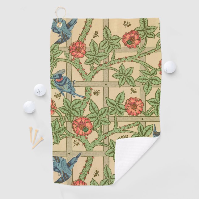 William Morris Trellis Classic Wallpaper Design  Golf Towel (InSitu)