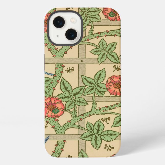 William Morris Trellis Classic Wallpaper Design  iPhone Case (Back)