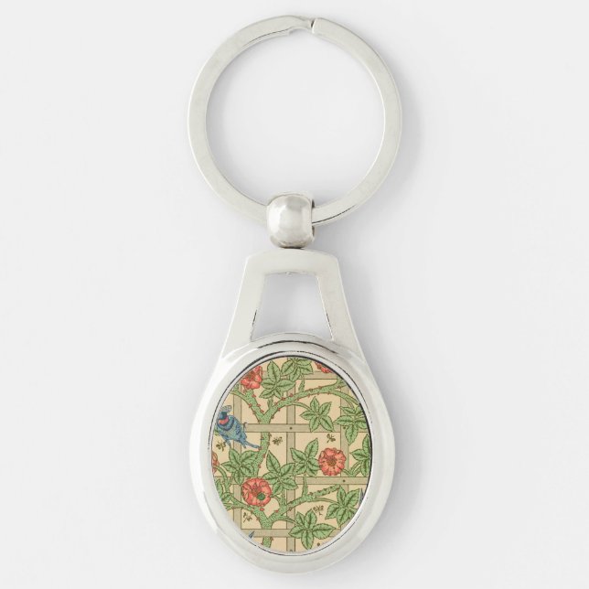 William Morris Trellis Classic Wallpaper Design  Keychain (Front)