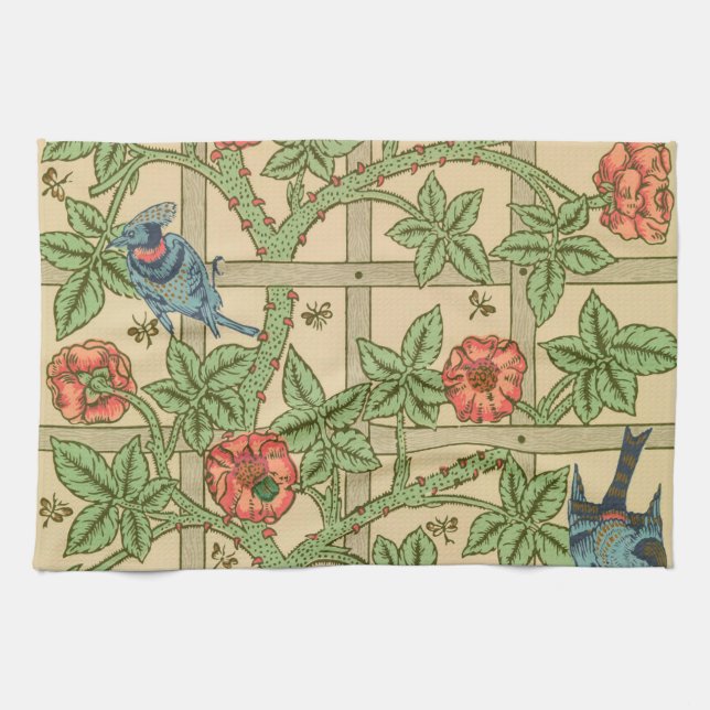 William Morris Trellis Classic Wallpaper Design  Kitchen Towel (Horizontal)
