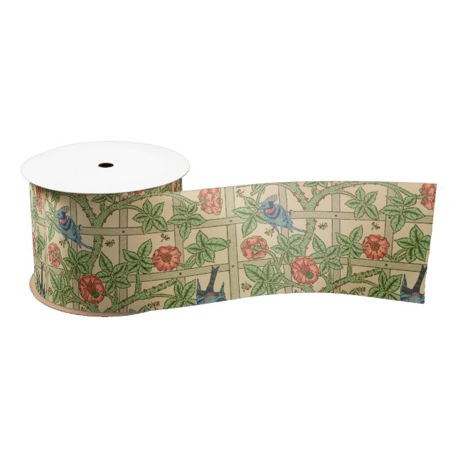 William Morris Trellis Classic Wallpaper Design  Satin Ribbon (Spool)