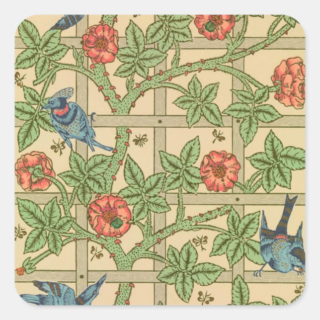 William Morris Trellis Classic Wallpaper Design  Square Sticker (Front)