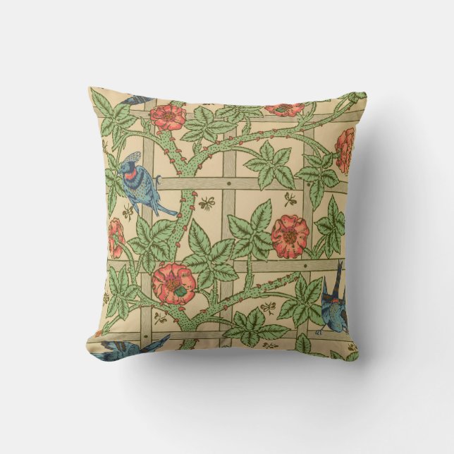 William Morris Trellis Classic Wallpaper Design  Throw Pillow (Front)