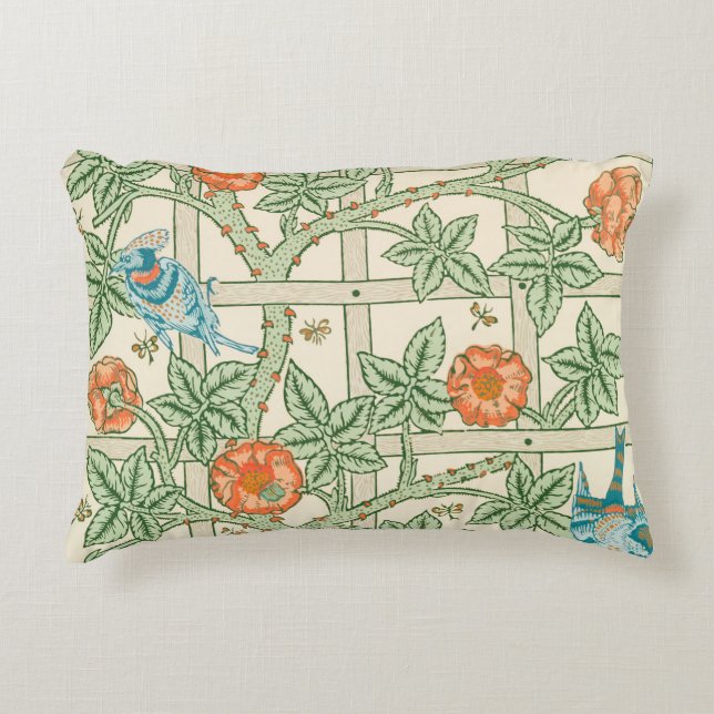 William Morris Trellis Victorian Wallpaper Accent Pillow (Front)