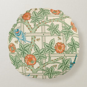 William Morris Trellis Victorian Wallpaper Round Pillow