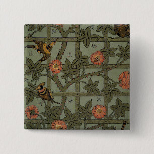 William Morris Trellis Wallpaper Art 2 Inch Square Button