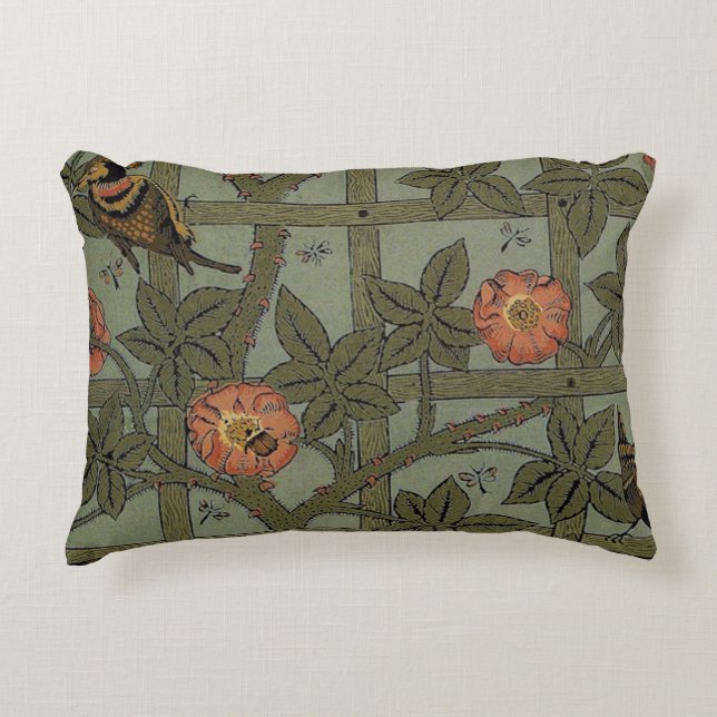 William Morris Trellis Wallpaper Art Accent Pillow (Front)