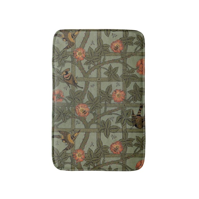 William Morris Trellis Wallpaper Art Bath Mat (Front Vertical)