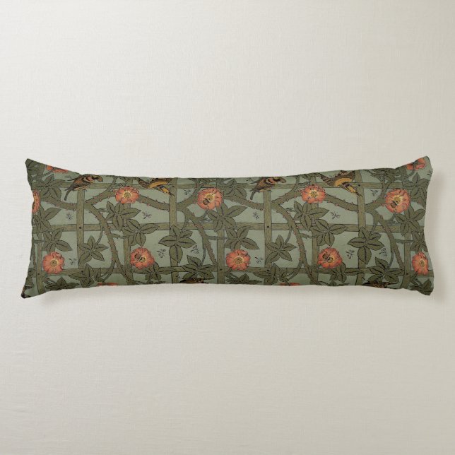William Morris Trellis Wallpaper Art Body Pillow (Front)