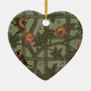William Morris Trellis Wallpaper Art Ceramic Ornament